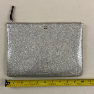 Kate spade silver glitter clutch pouch